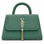 Wavy-Texture Top-Handle Handbag with Chain Strap
