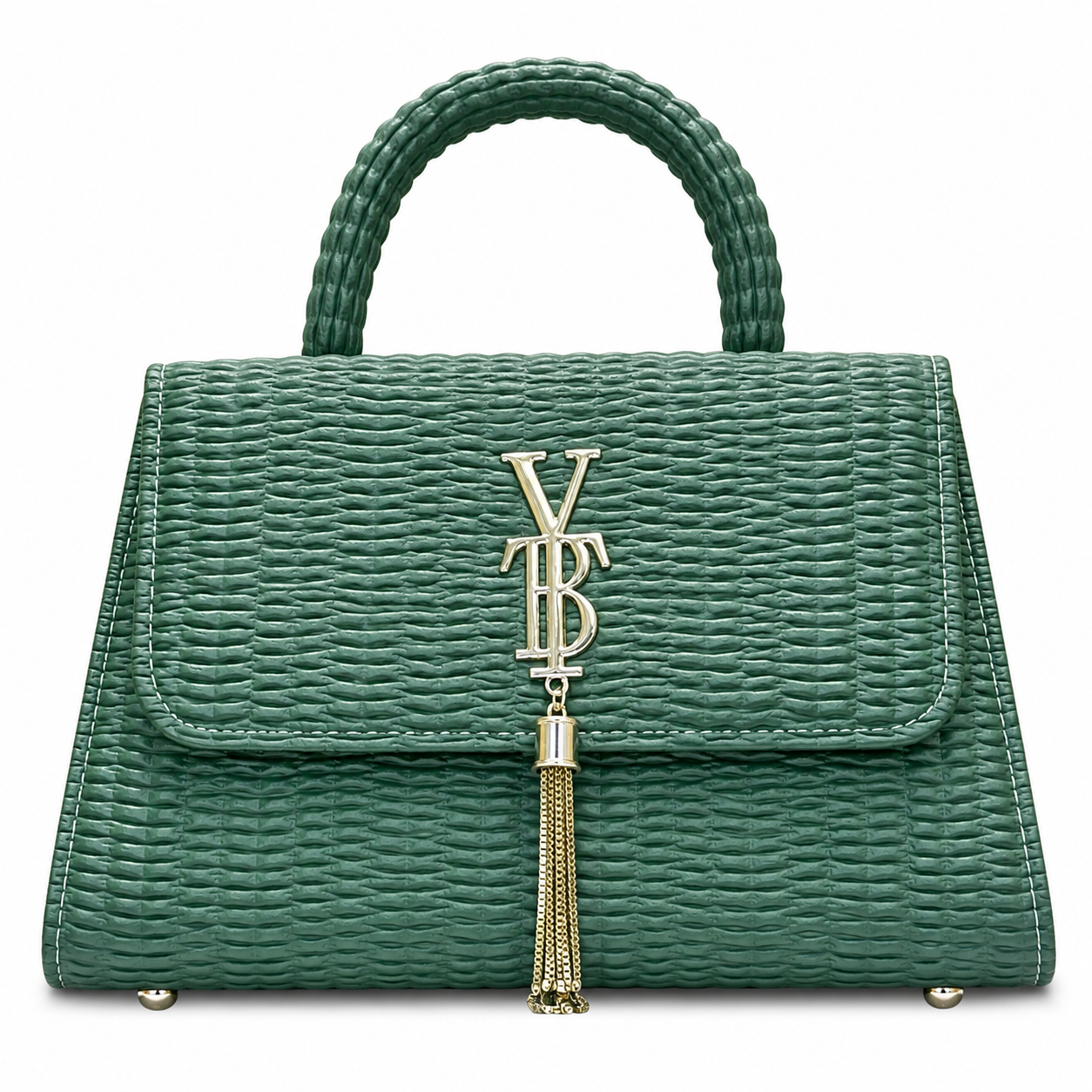 Wavy-Texture Top-Handle Handbag with Chain Strap