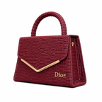 Textured V-Accent Top-Handle Handbag