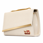 Diagonal-Bar Chain Flap Shoulder Bag