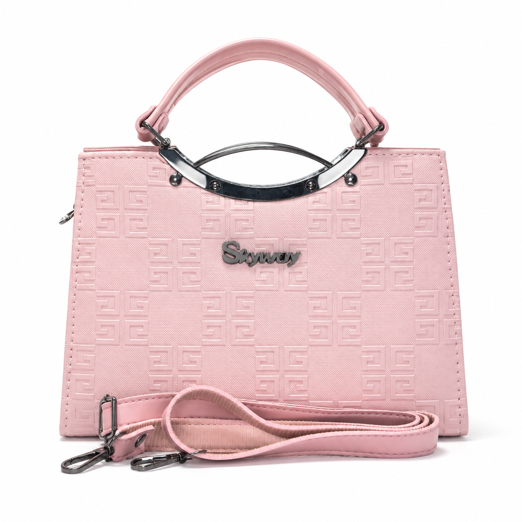 Geometric Embossed Double-Handle Handbag