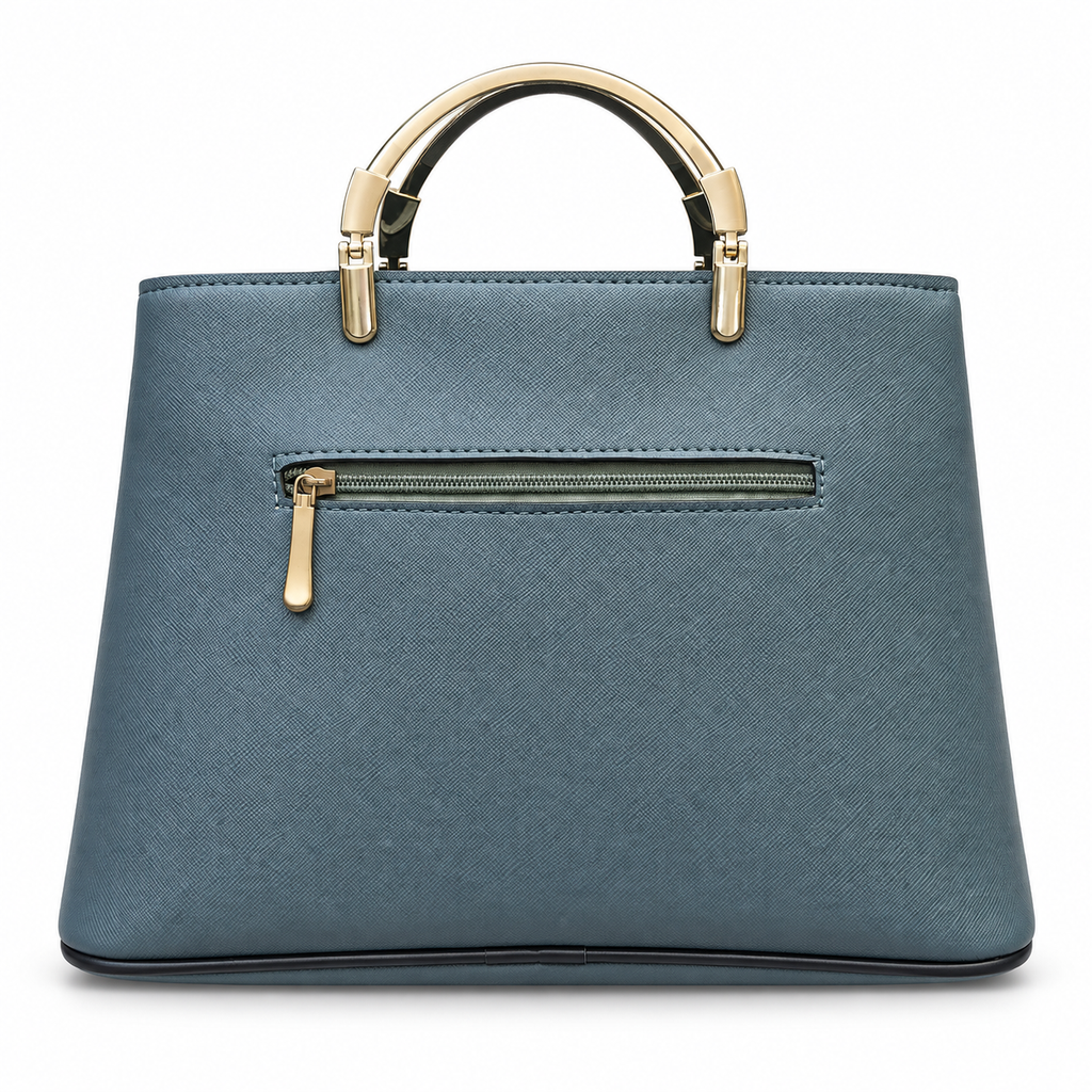 Structured Grid-Textured Top-Handle Handbag