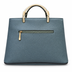 Structured Grid-Textured Top-Handle Handbag
