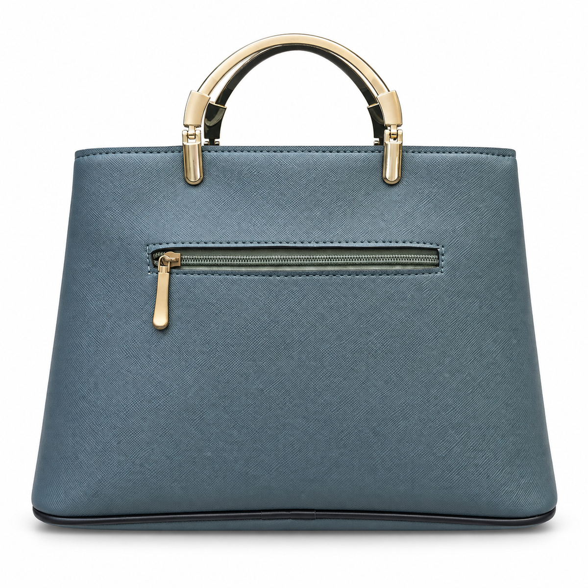 Structured Grid-Textured Top-Handle Handbag