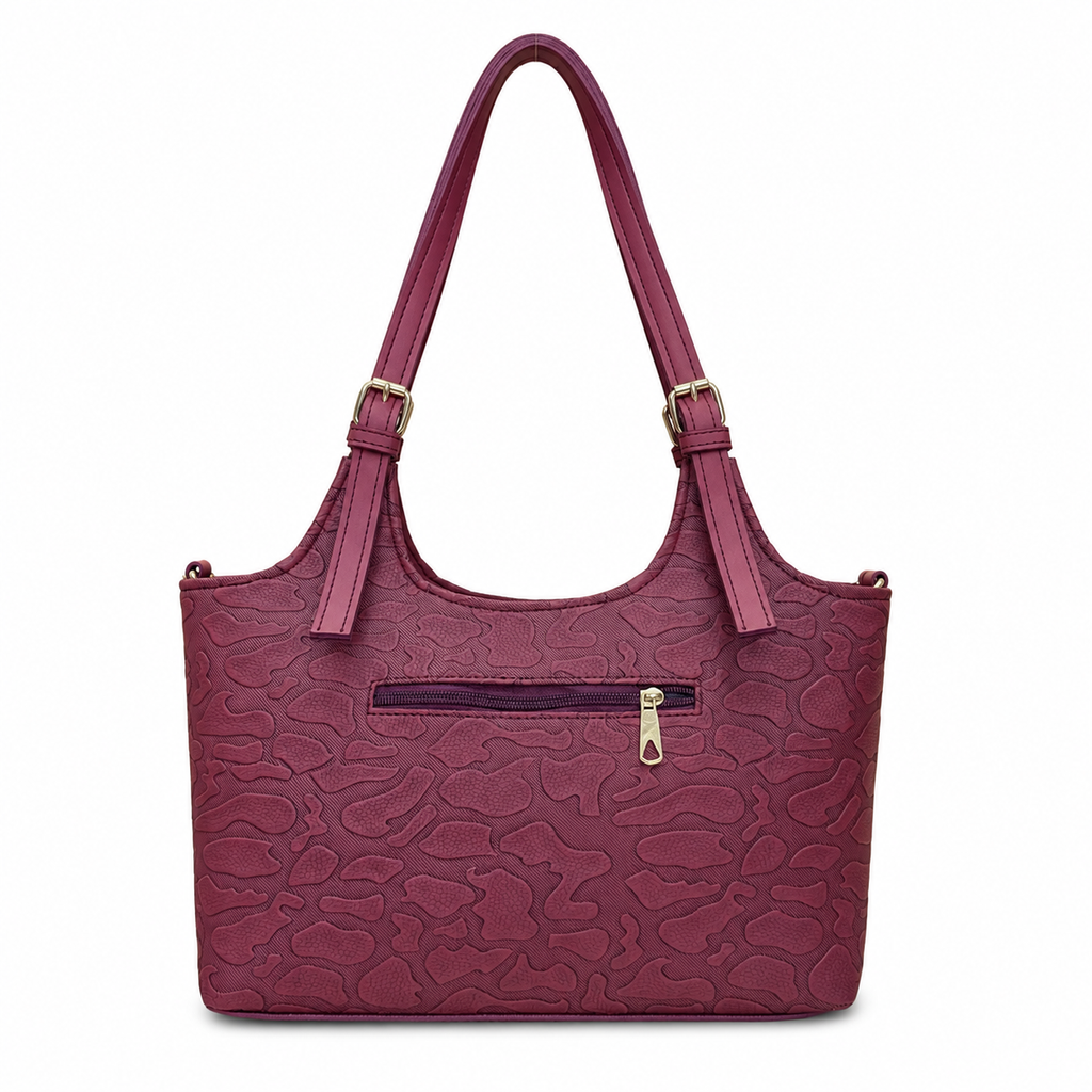 Structured Embossed Shoulder Tote Bag