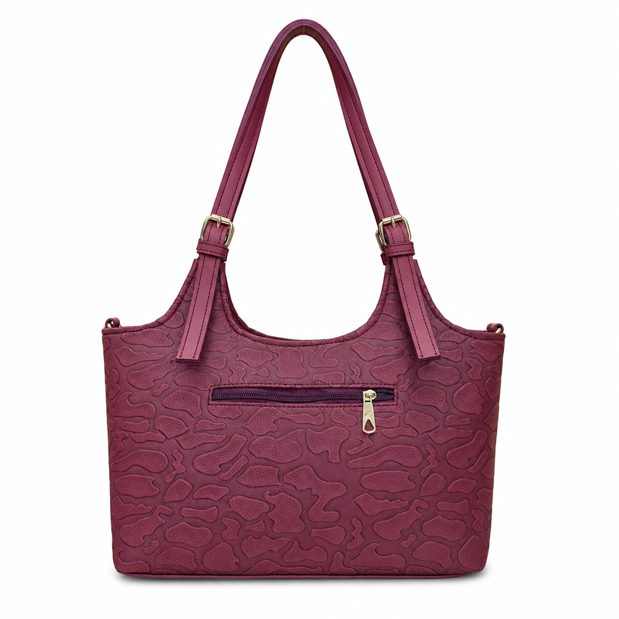 Structured Embossed Shoulder Tote Bag