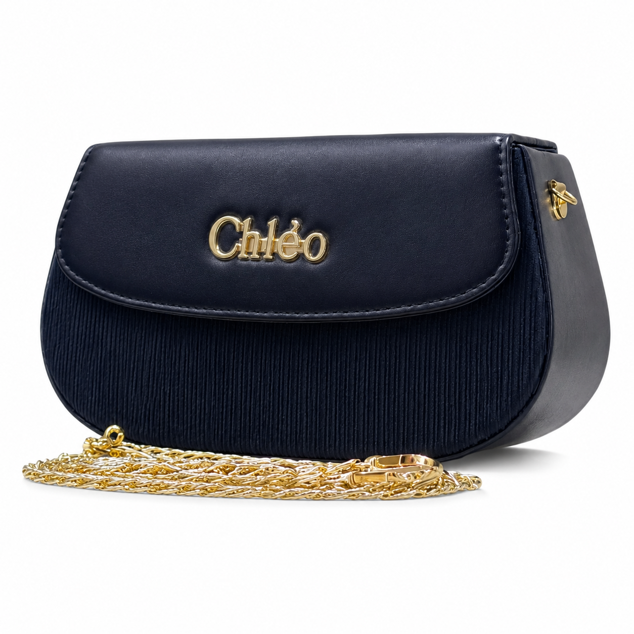 Pleated Textured Flap Chain Shoulder Bag