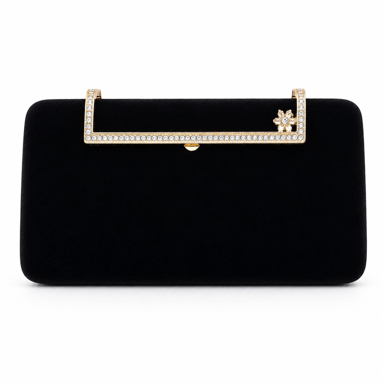 Textured Crystal-Frame Hard-Case Clutch