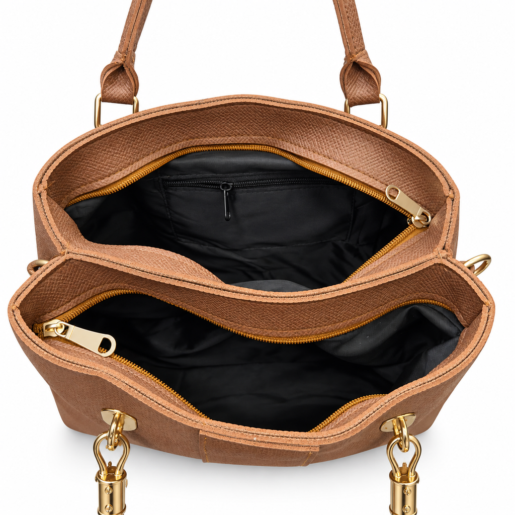 Structured Textured Handbag with Bow & Pearl Charm