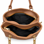Structured Textured Handbag with Bow & Pearl Charm
