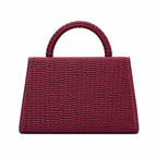 Textured V-Accent Top-Handle Handbag