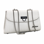Chevron Embossed Chain Shoulder Bag