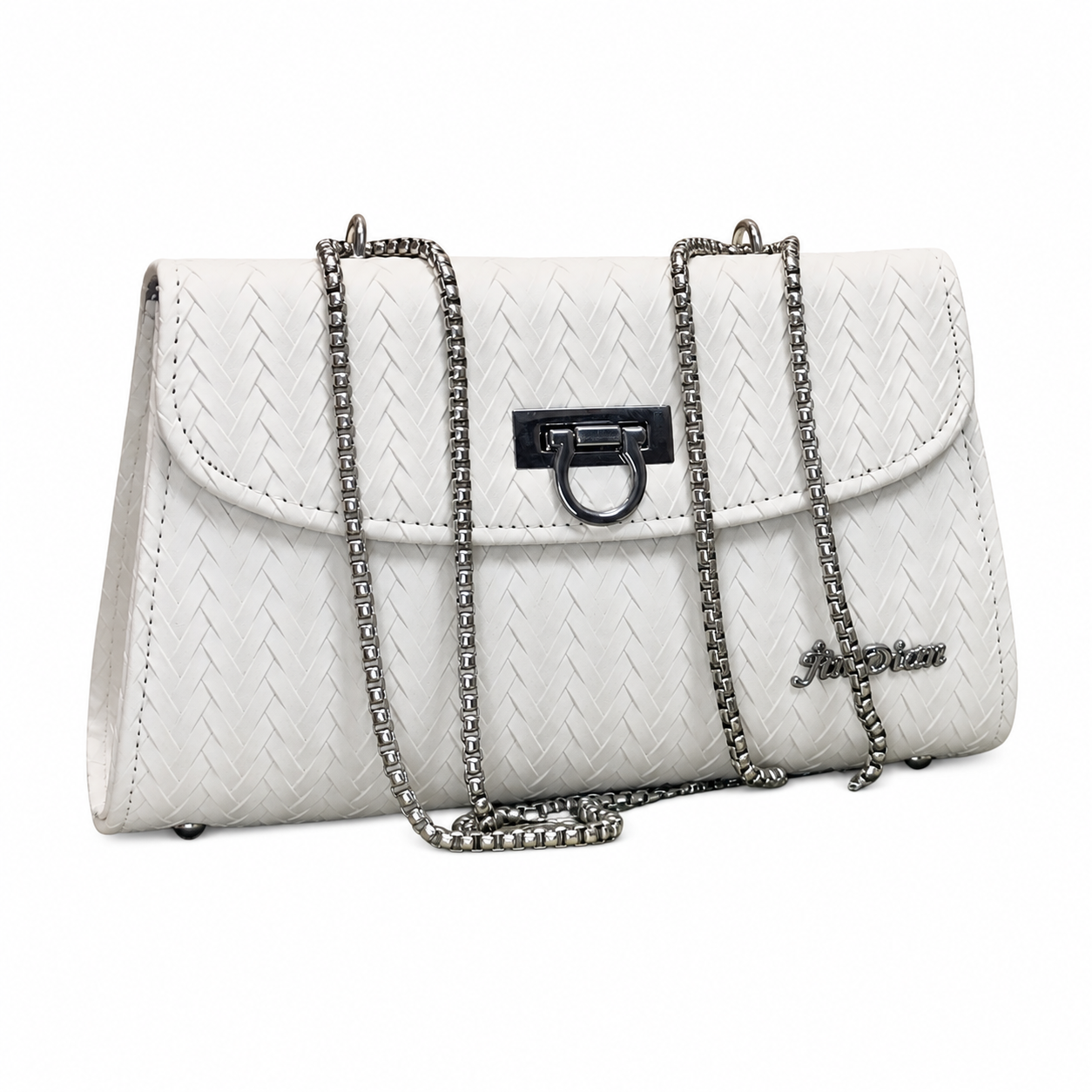 Chevron Embossed Chain Shoulder Bag