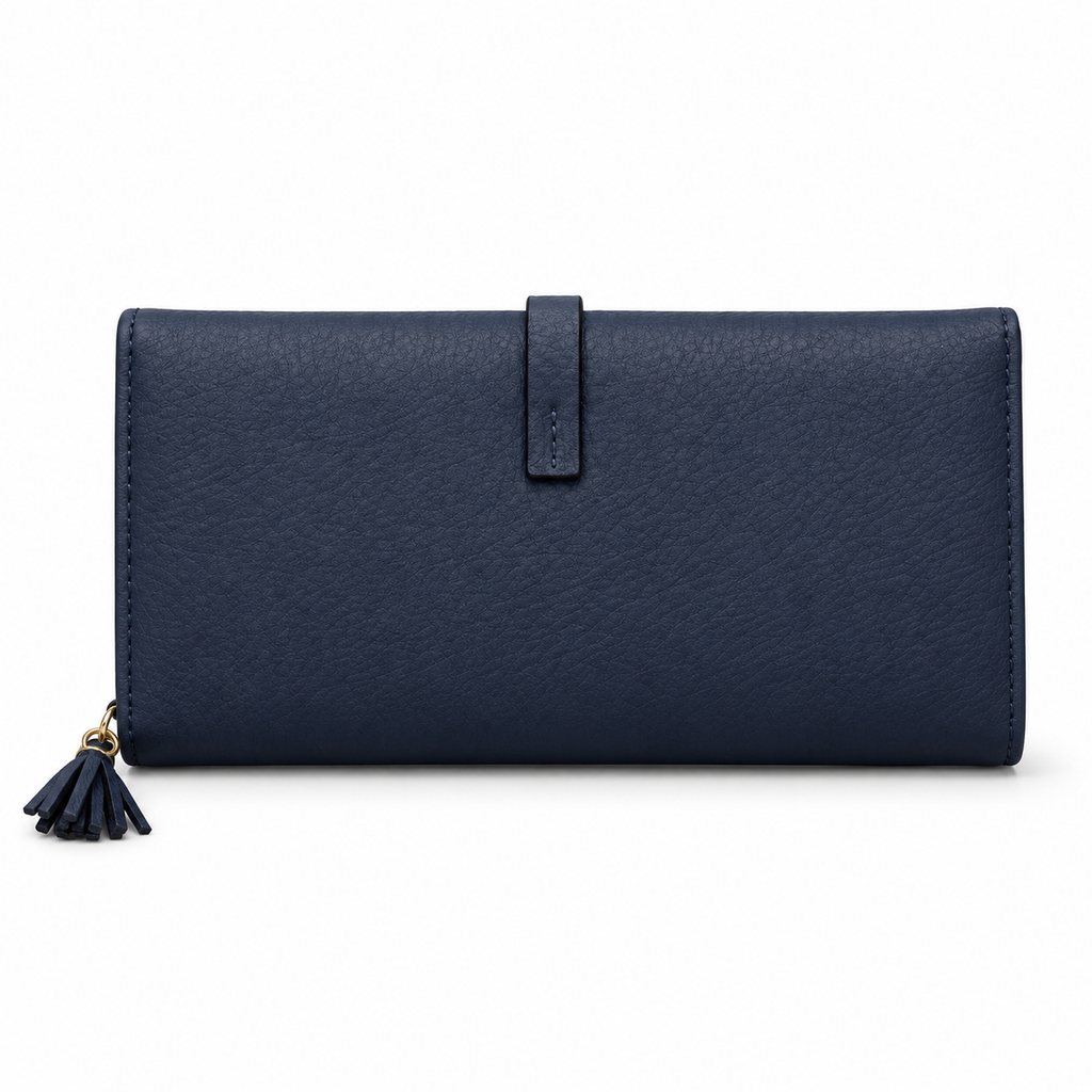 Textured Flap Clutch Wallet with Tassel Detail