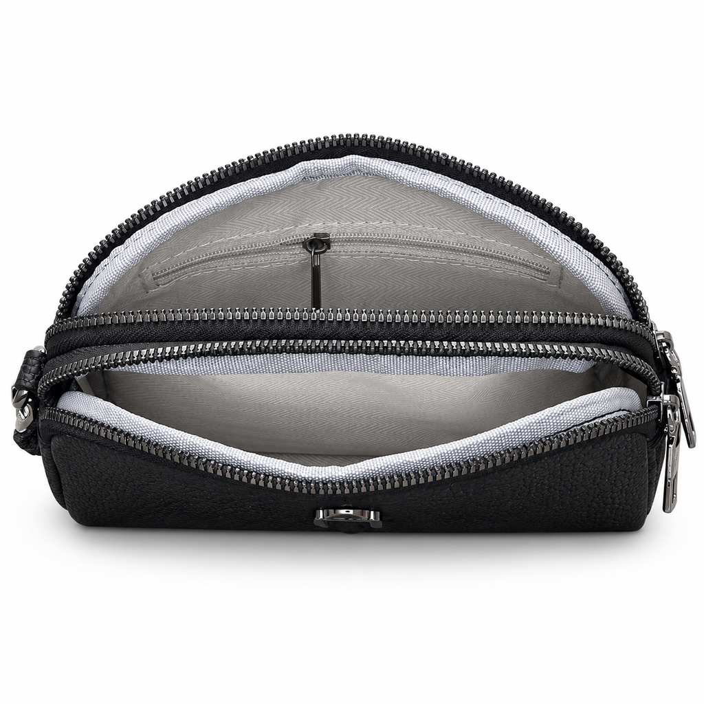 Textured Mini Zipper Pouch with Strap