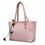 Structured Embossed Tote Bag with Scarf Accent