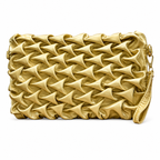 Ruched Textured Clutch with Chain Strap