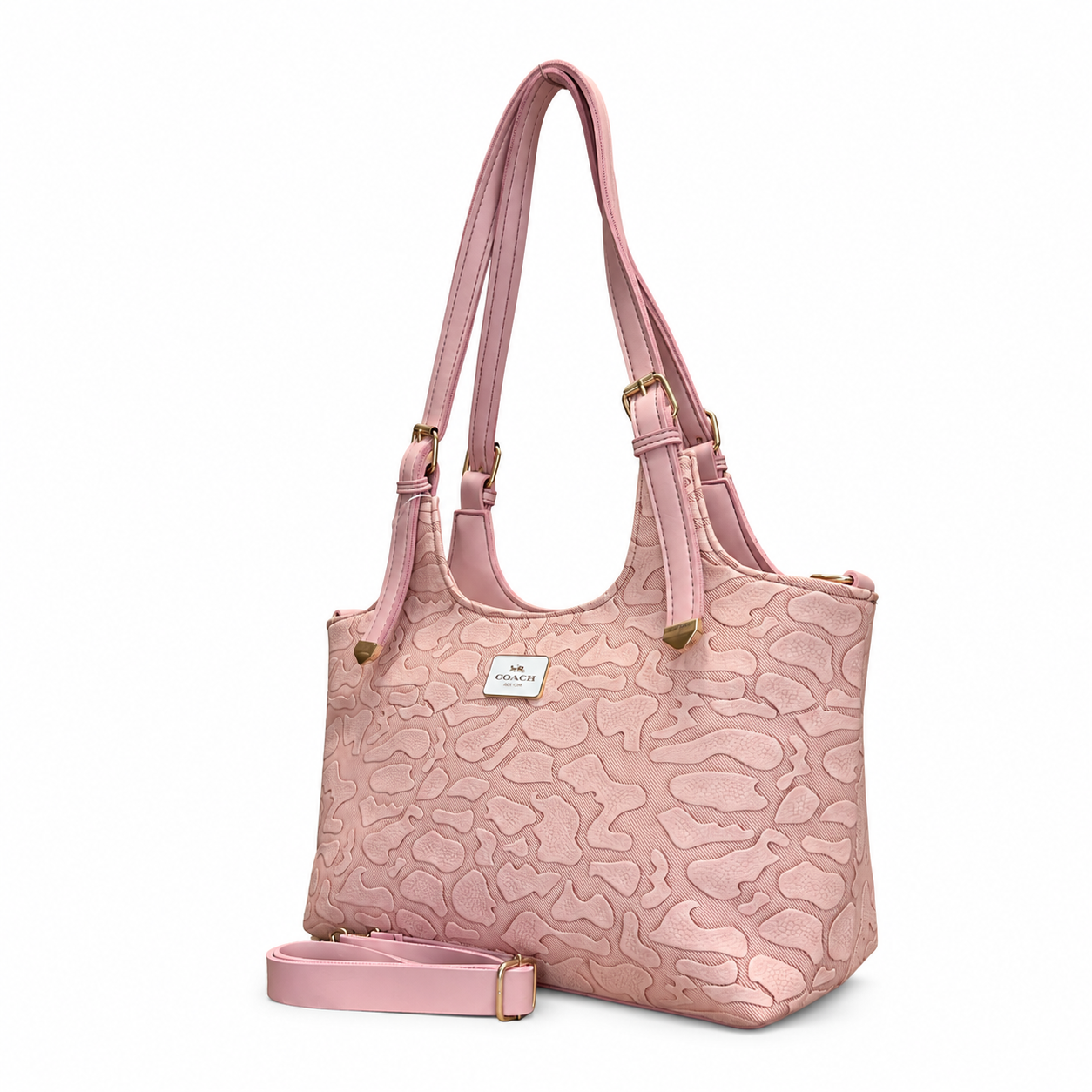 Structured Embossed Shoulder Tote Bag