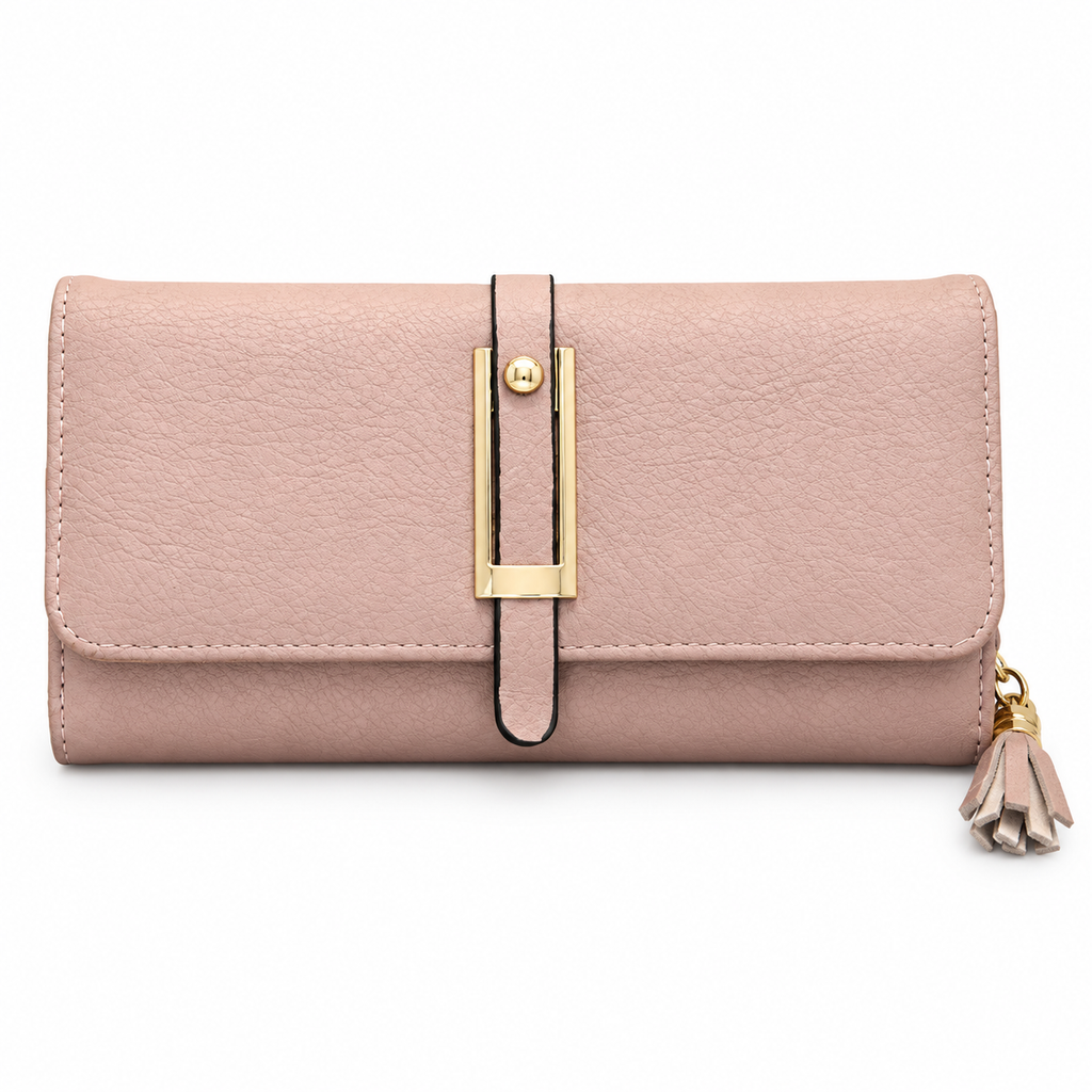 Textured Flap Clutch Wallet with Tassel Detail