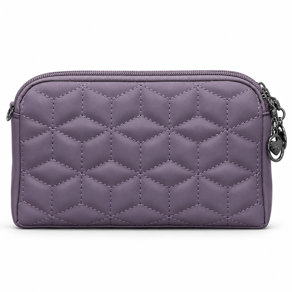 Quilted Beaded Zipper Clutch