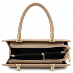 Croc-Textured Structured Handbag with Heart Handles