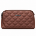Quilted scallop-pattern zipper pouch with side attachment rings