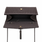 Woven-Texture Flap Clutch with Chain Strap