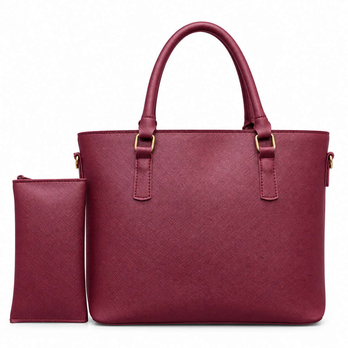 Structured Handbag with Matching Accessory Pouch