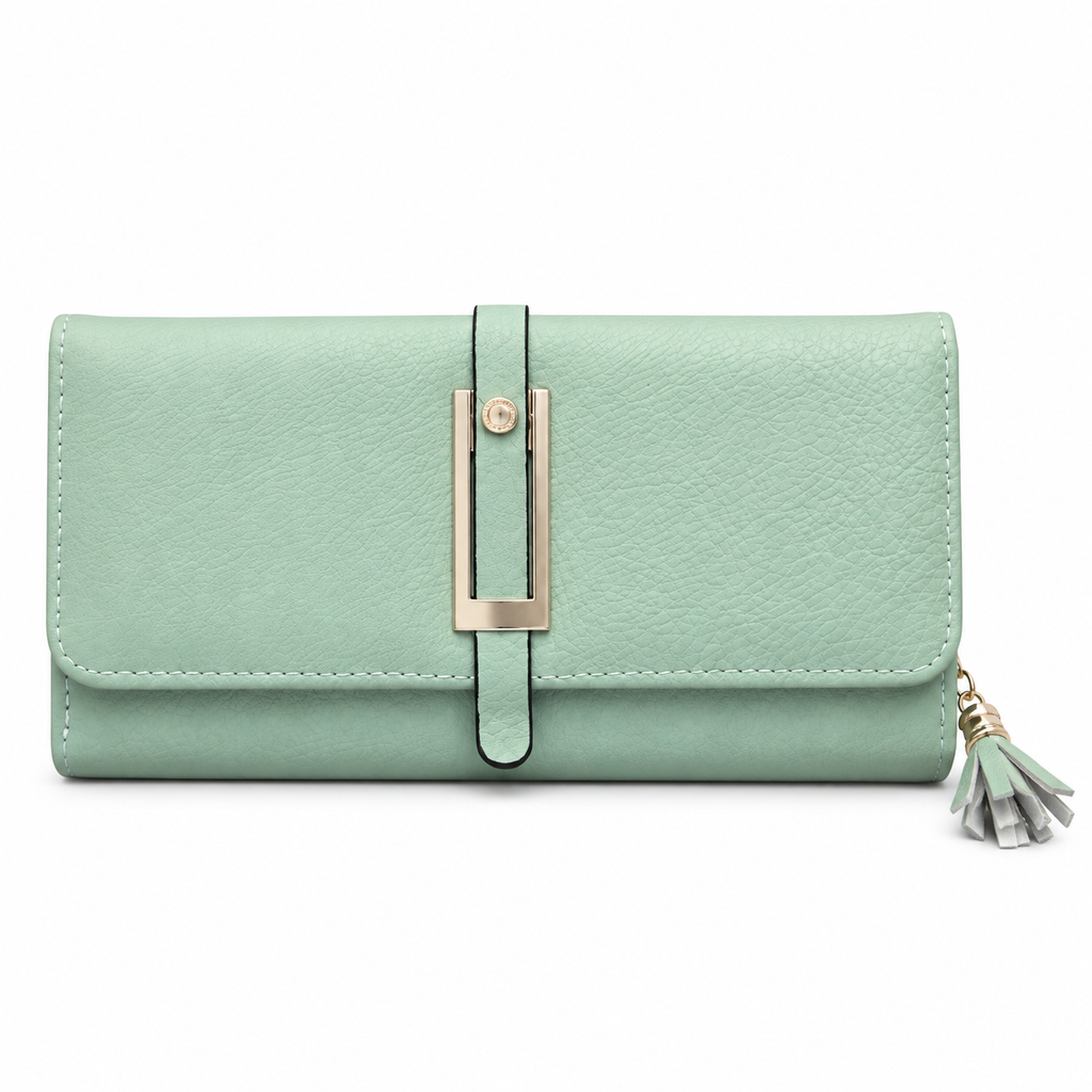 Textured Flap Clutch Wallet with Tassel Detail