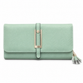 Textured Flap Clutch Wallet with Tassel Detail