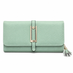 Textured Flap Clutch Wallet with Tassel Detail