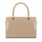 Croc-Textured Structured Handbag with Heart Handles