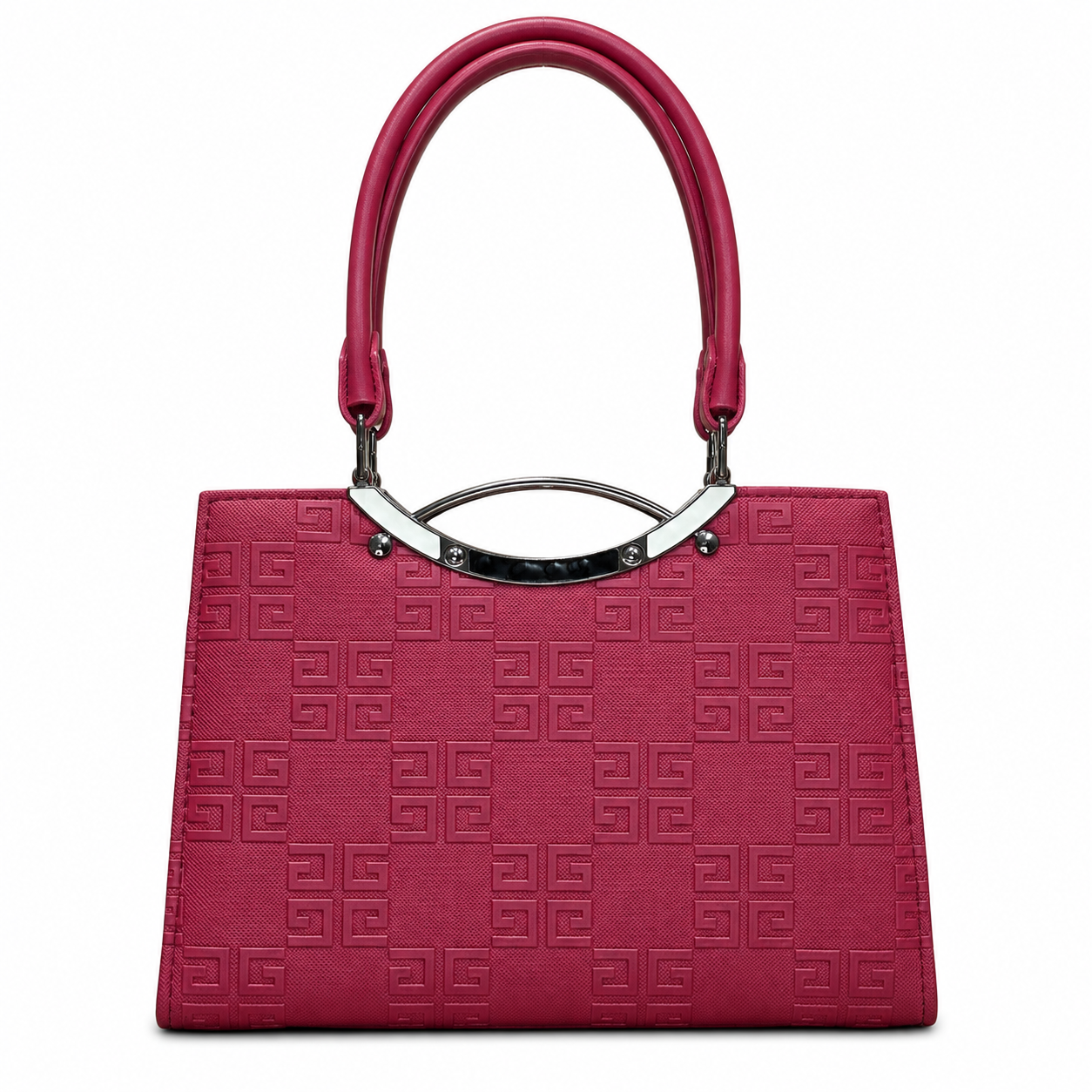 Geometric Embossed Double-Handle Handbag