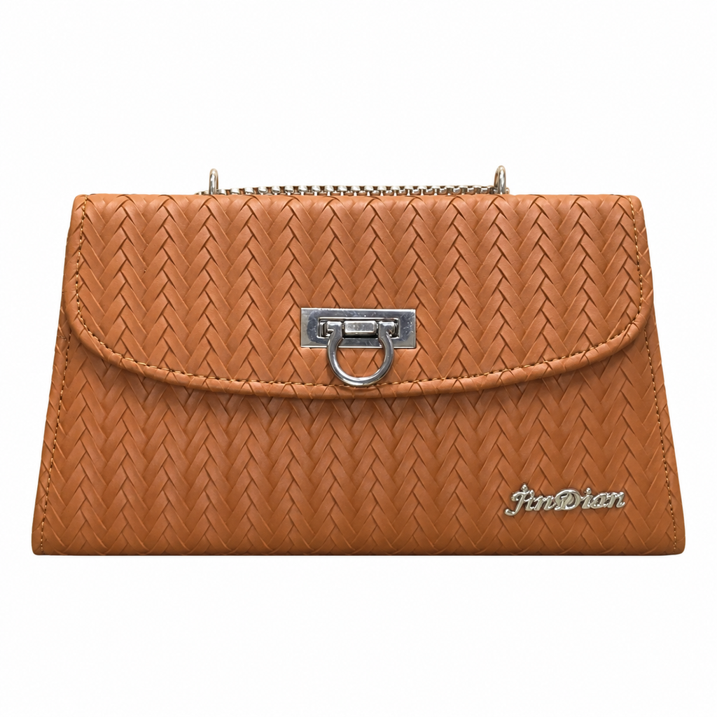 Chevron Embossed Chain Shoulder Bag