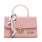 Pearl-Handle Scarf-Accent Handbag