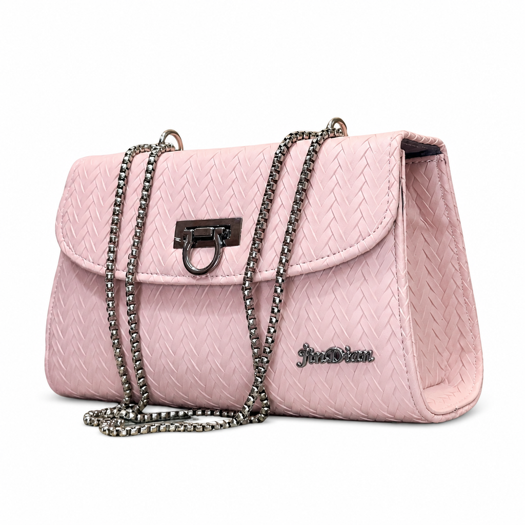 Chevron Embossed Chain Shoulder Bag