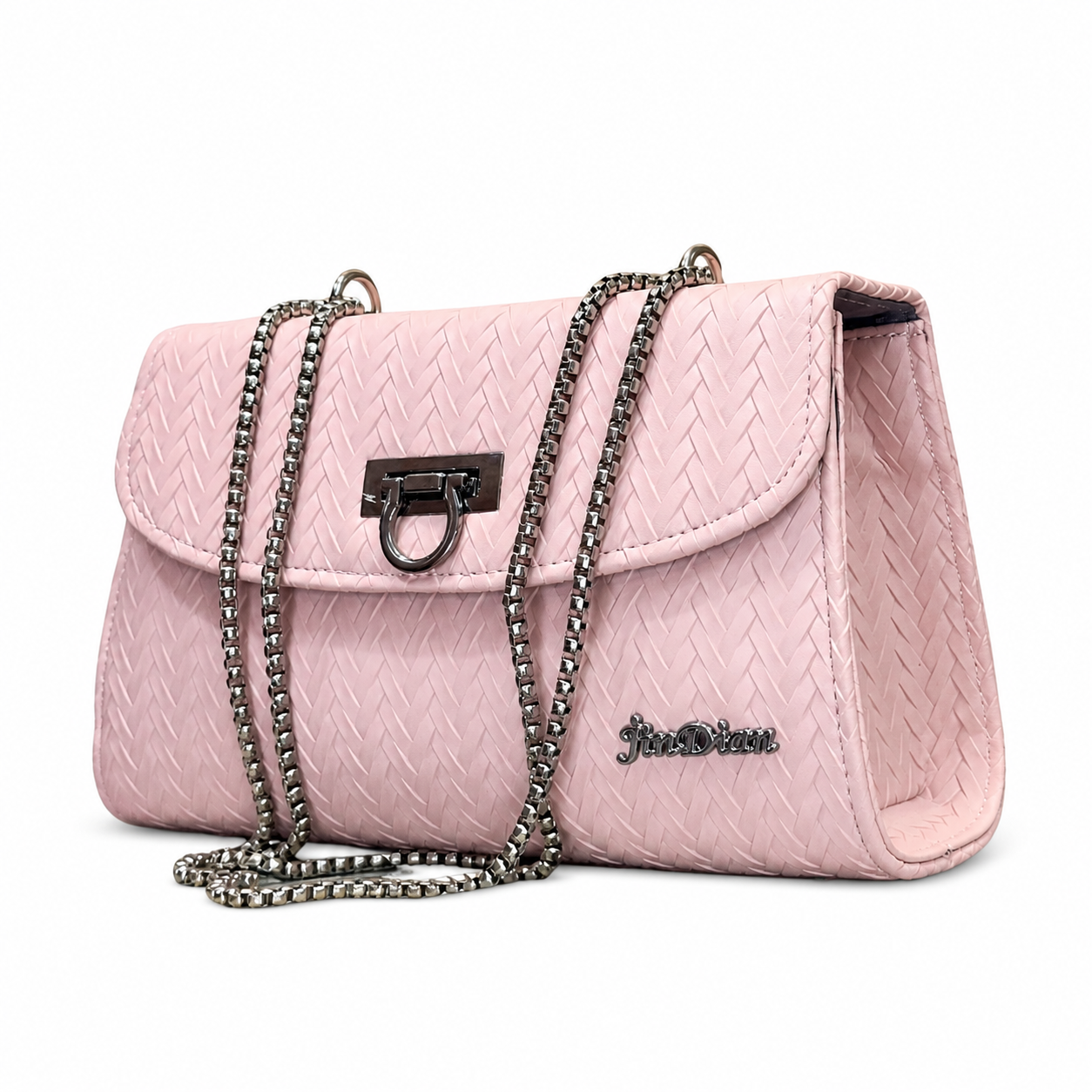 Chevron Embossed Chain Shoulder Bag