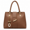 Structured Textured Handbag with Bow & Pearl Charm