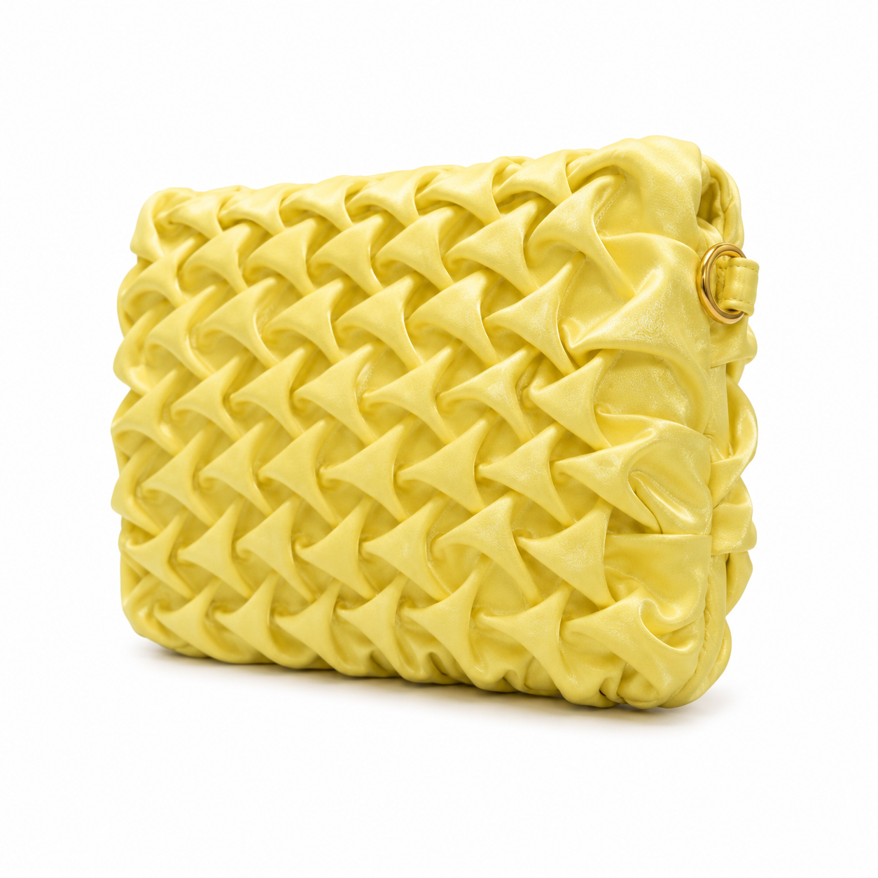 Ruched Textured Clutch with Chain Strap