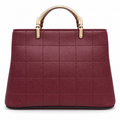Structured Grid-Textured Top-Handle Handbag