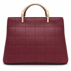 Structured Grid-Textured Top-Handle Handbag