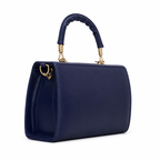 Checked-Flap Structured Top-Handle Handbag