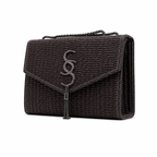 Woven-Texture Flap Clutch with Chain Strap