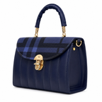 Checked-Flap Structured Top-Handle Handbag