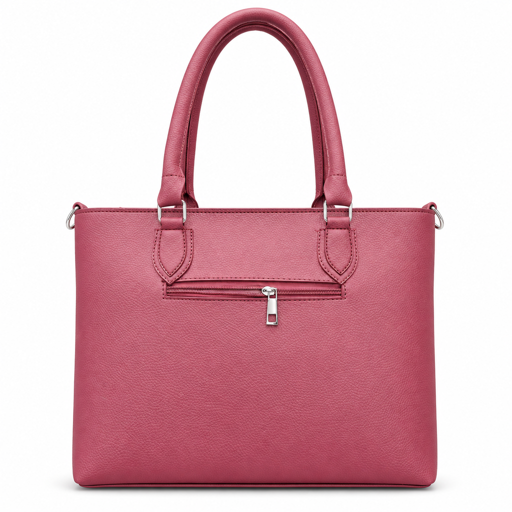 Pebbled-Texture Structured Front-Pocket Tote Bag