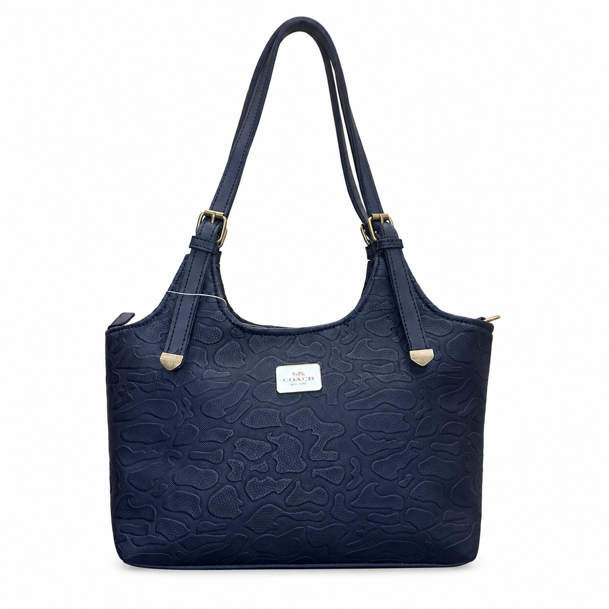 Structured Embossed Shoulder Tote Bag