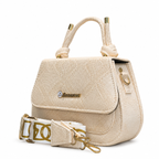 Textured Top-Handle Handbag with Scarf Accent
