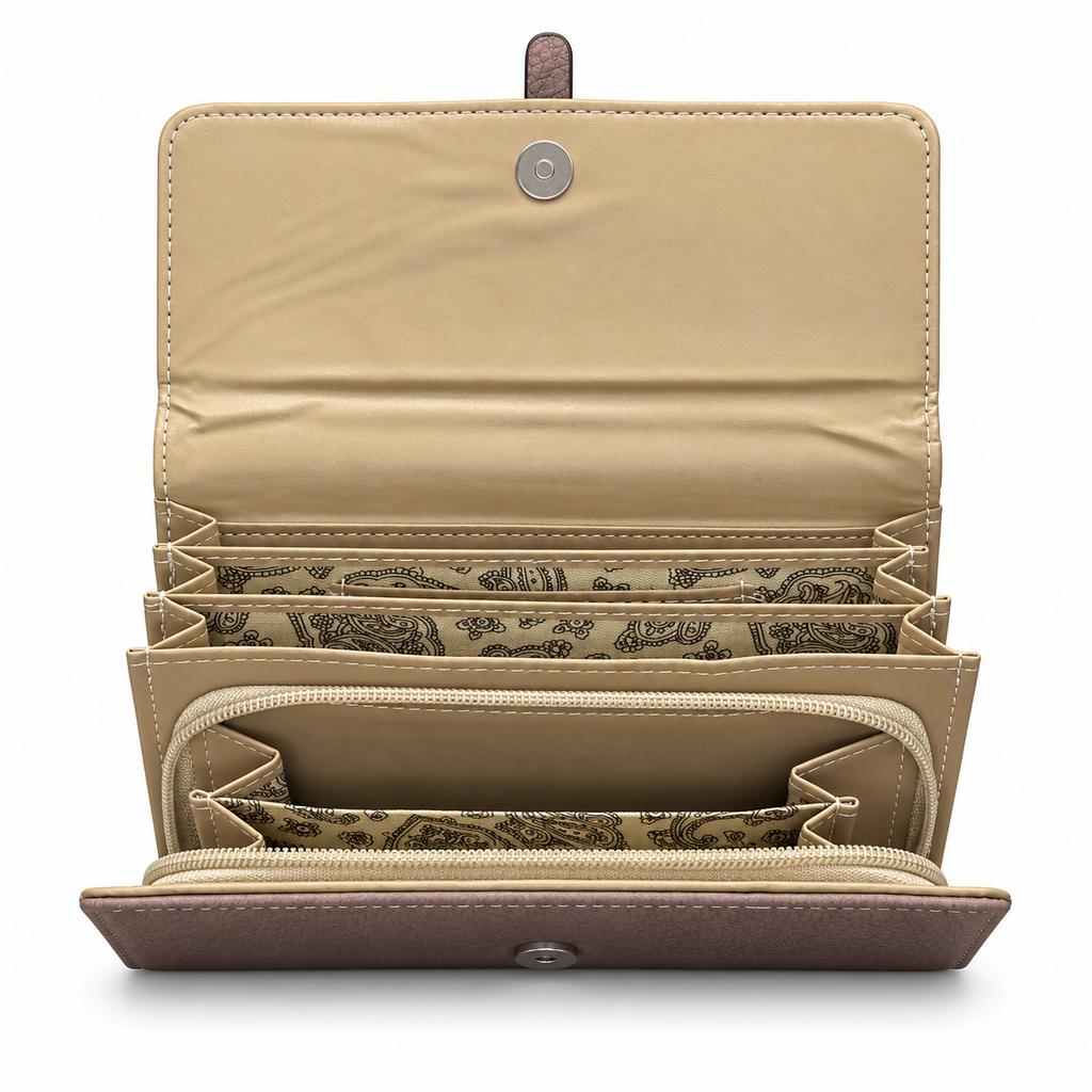 Textured Flap Clutch Wallet with Tassel Detail