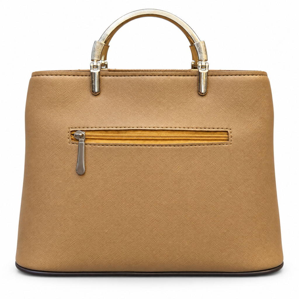 Structured Grid-Textured Top-Handle Handbag