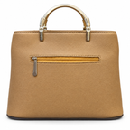 Structured Grid-Textured Top-Handle Handbag
